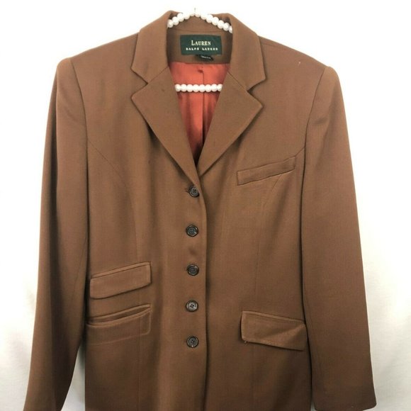 Lauren by Ralph Lauren Blazer Sz 8 Brown Wool - Picture 2 of 14